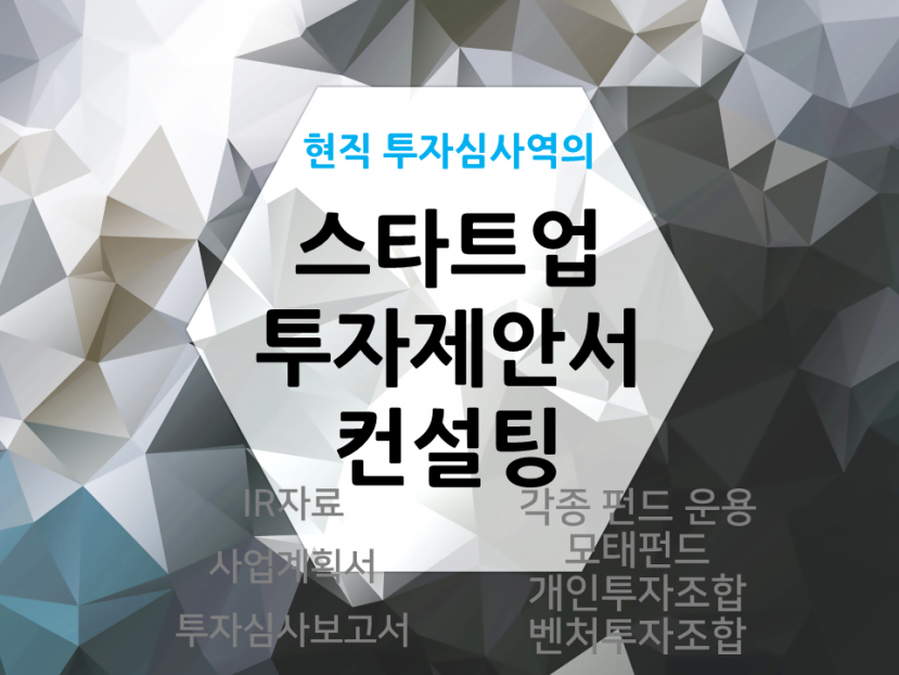 현 투자심사역이 투자제안서 및 투자유치 컨설팅 드립니다